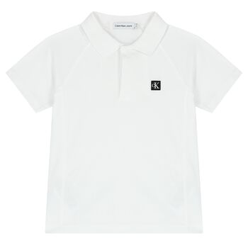 Boys White Logo Polo Shirt