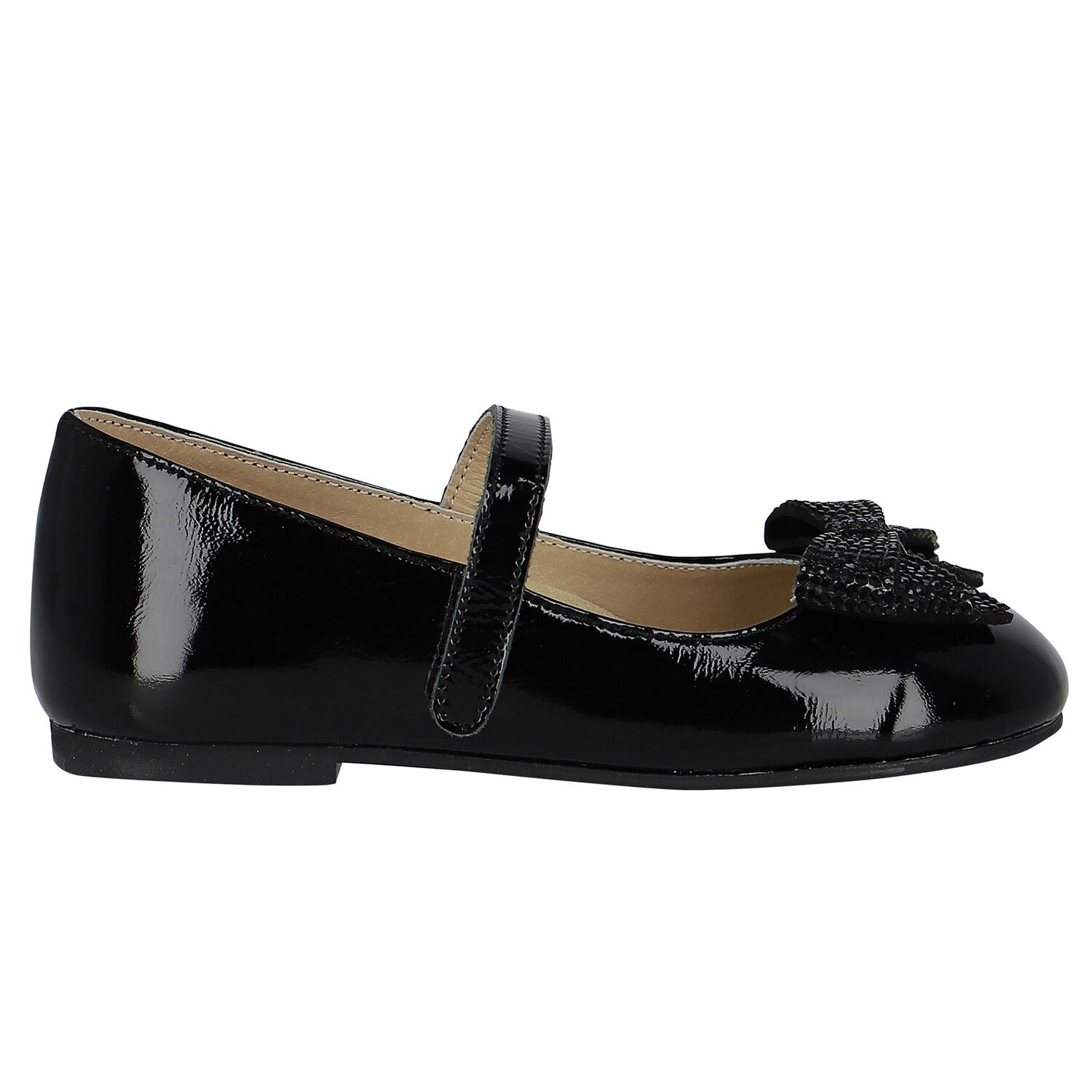 Girls Black Embellished Bow Shoes, 1, hi-res image number null