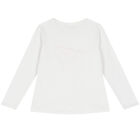Girls White Embellished Logo Long Sleeve Top, 1, hi-res