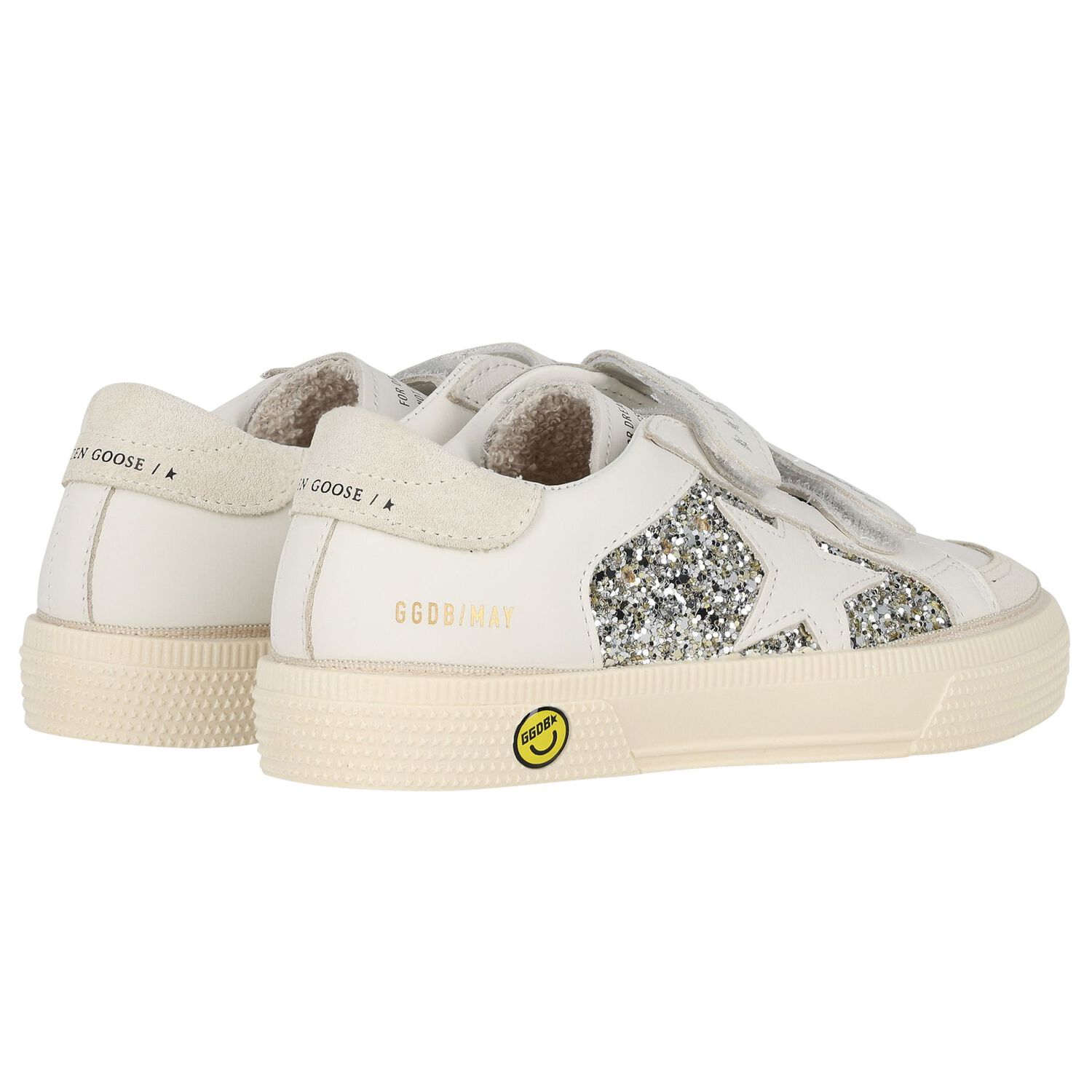 Girls Silver & Ivory Embellished Velcro Trainers, 1, hi-res