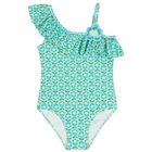 ملابس سباحة خضراء مزهرة للبنات, 2, hi-res