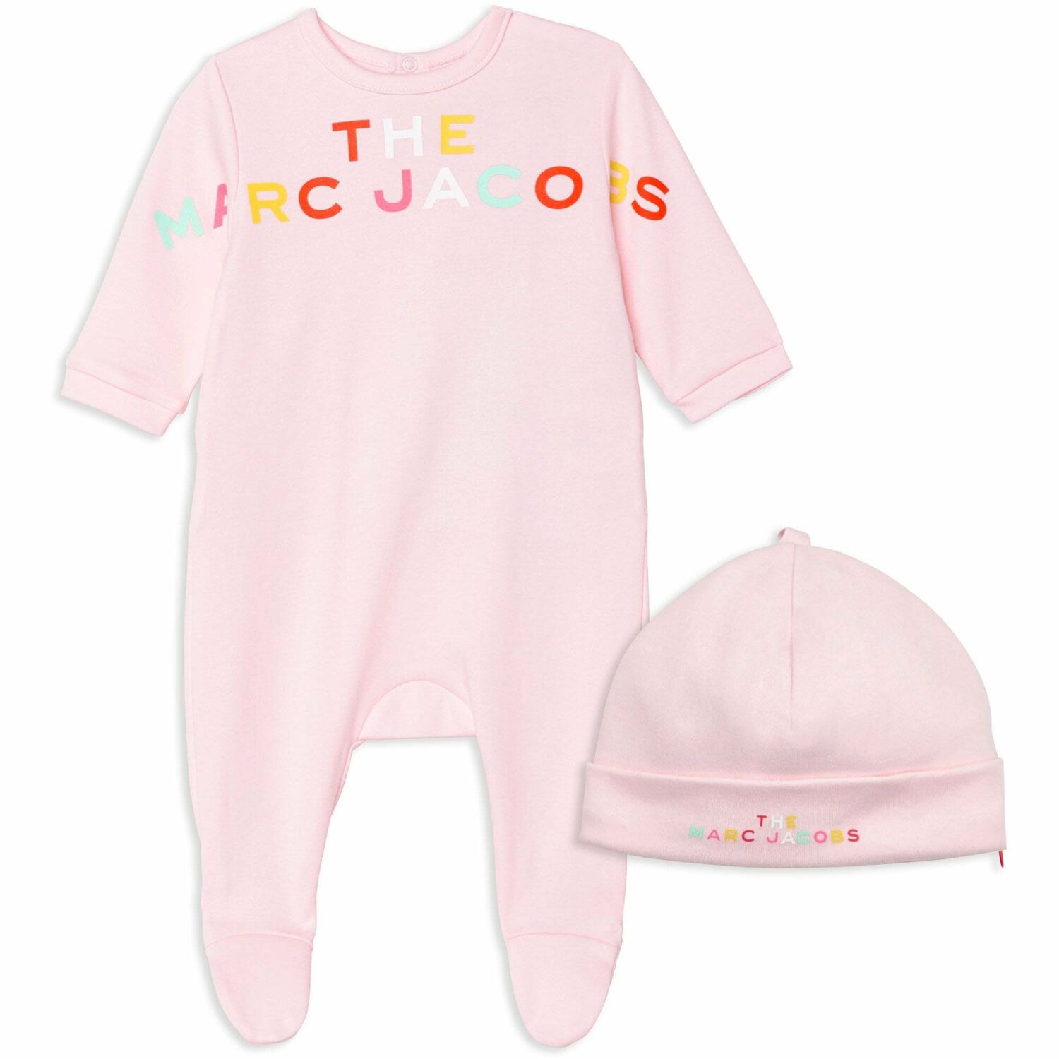 Baby Girls Pink Babygrow & Hat Set, 1, hi-res
