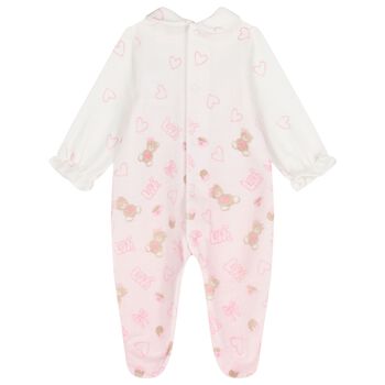 Baby Girls Ivory & Pink Babygrow