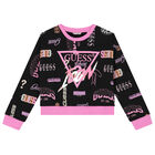 سويت شيرت بنات بالشعار باللون الأسود, 1, hi-res