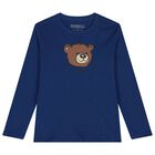 Boys Blue Teddy Bear Long Sleeve Top, 3, hi-res