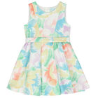 Girls Multi-Colored Floral Satin Dress, 2, hi-res
