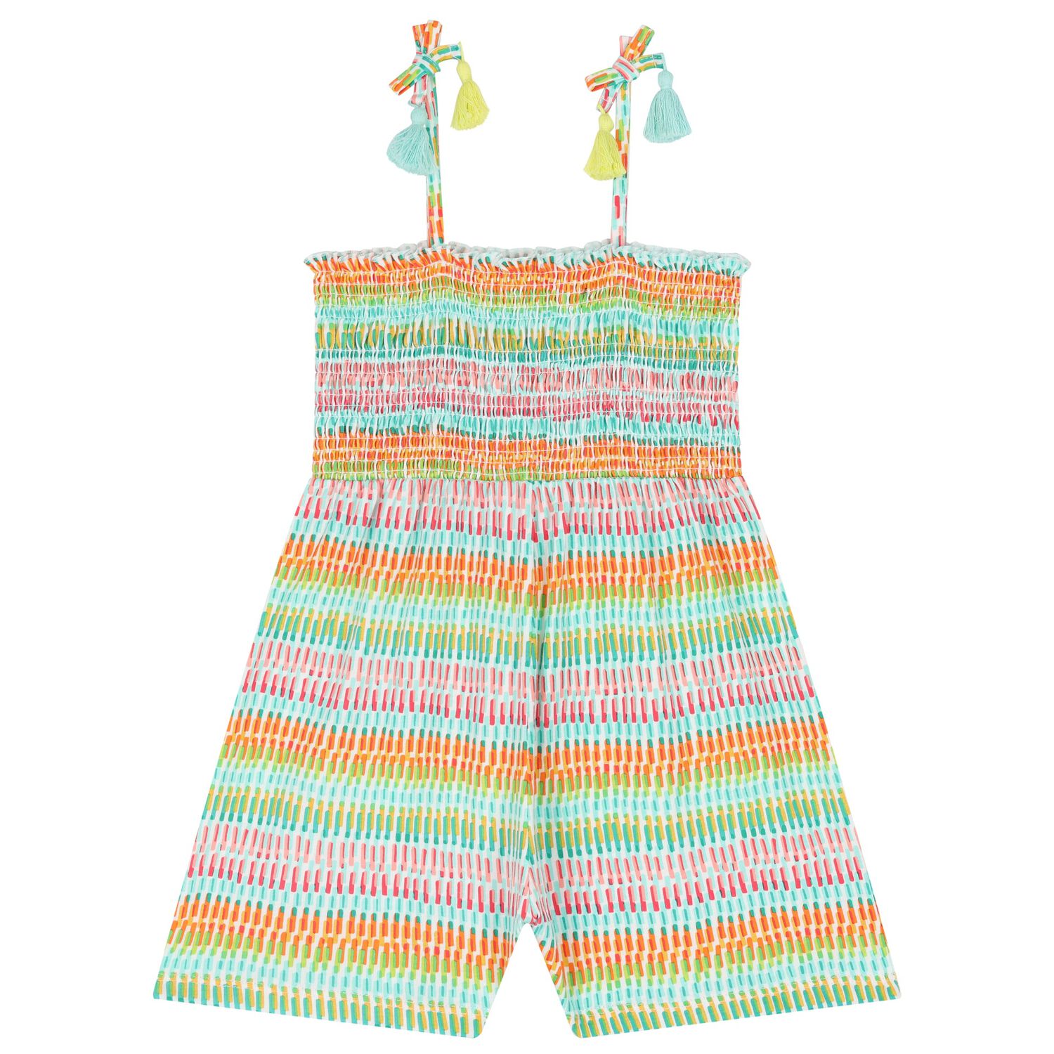 Girls Multi-Coloured Smocked Playsuit, 1, hi-res image number null