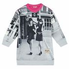 Girls Pink Graphic Print Dress, 1, hi-res