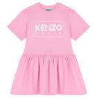 فستان بنات بالشعار باللون الوردي , 1, hi-res