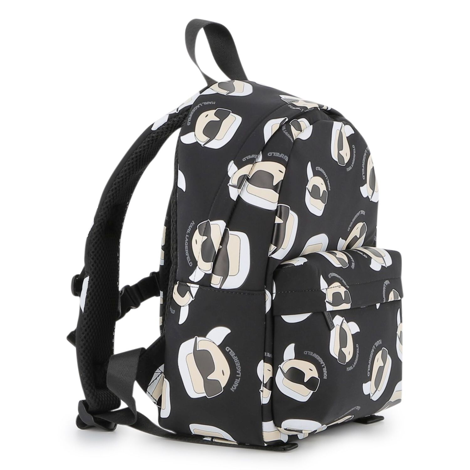 Boys Black Logo Ikonik Karl Backpack, 1, hi-res