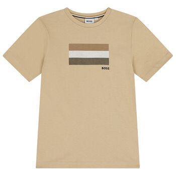 Boys Beige Logo T-Shirt