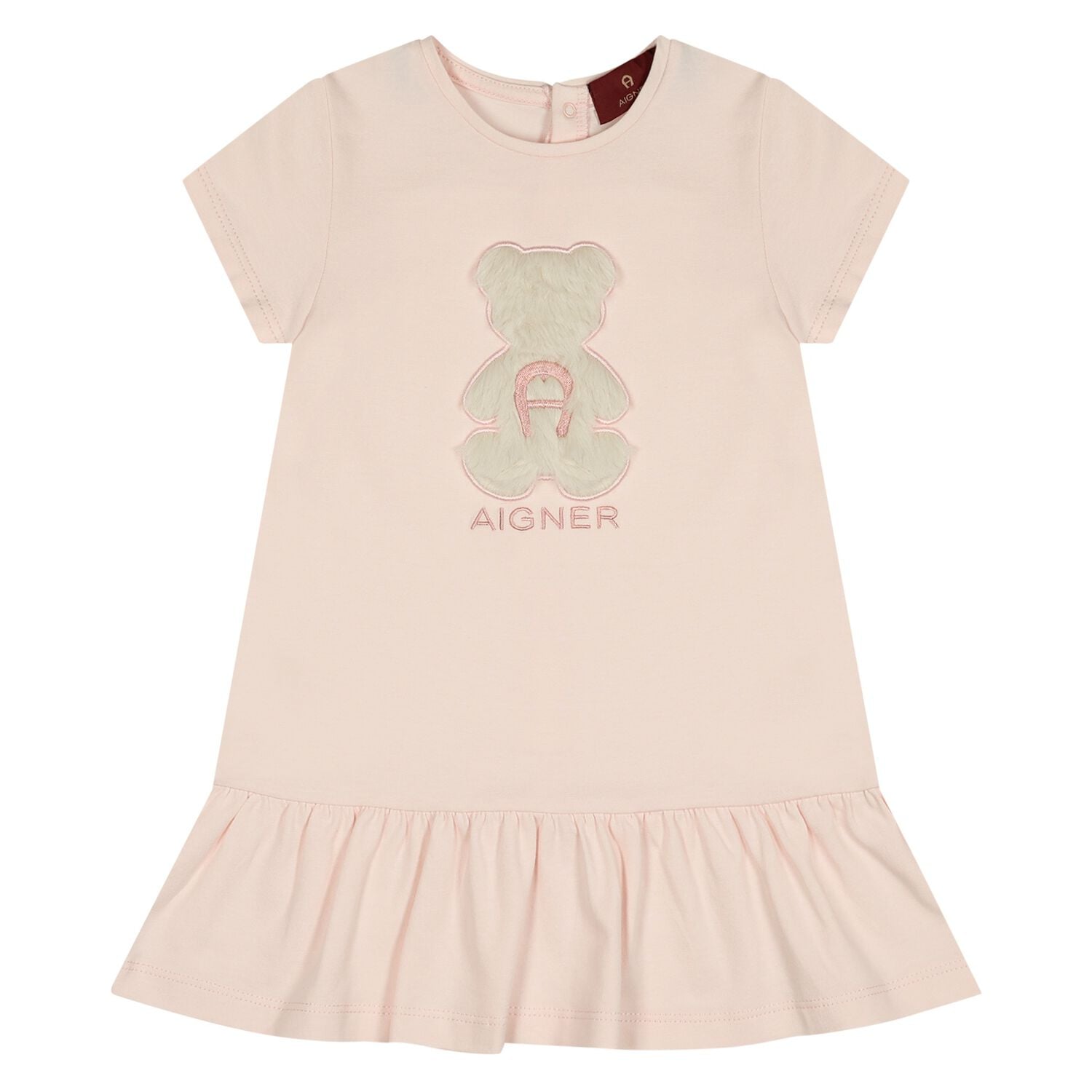 Younger Girls Pink Faux Fur Teddy Bear Dress, 3, hi-res