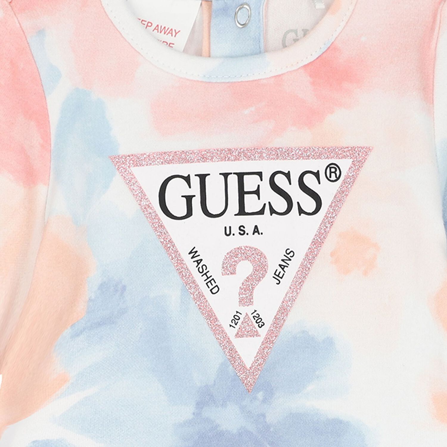 Baby Girls Pink & Blue Tie Dye Flower Print Babygrow, 2, hi-res