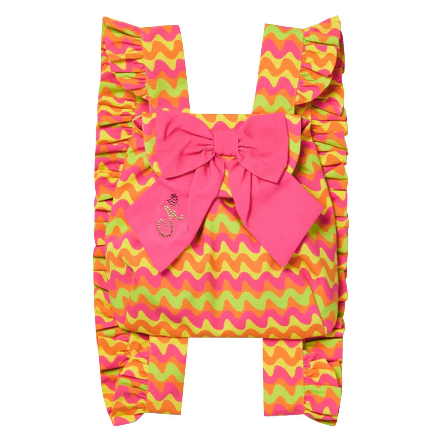 Girls Pink, Orange & Yellow Ruffle Backpack, 1, hi-res