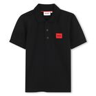 Boys Mini Me Black Logo Polo Shirt, 1, hi-res