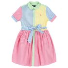 Girls Multi-Coloured Striped Dress, 1, hi-res