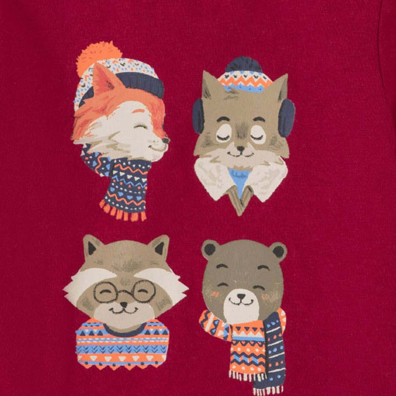 Younger Boys Red Fox Long Sleeve Top, 1, hi-res