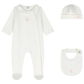 Baby Girls Ivory Logo Babygrow Gift Set