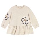 Younger Girls Beige Flower Dress, 2, hi-res