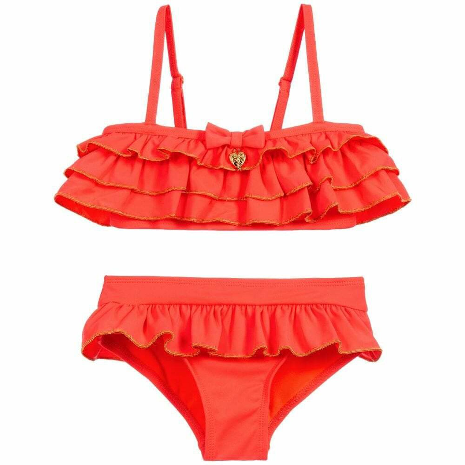 Girls Black Frill Bikini, 1, hi-res