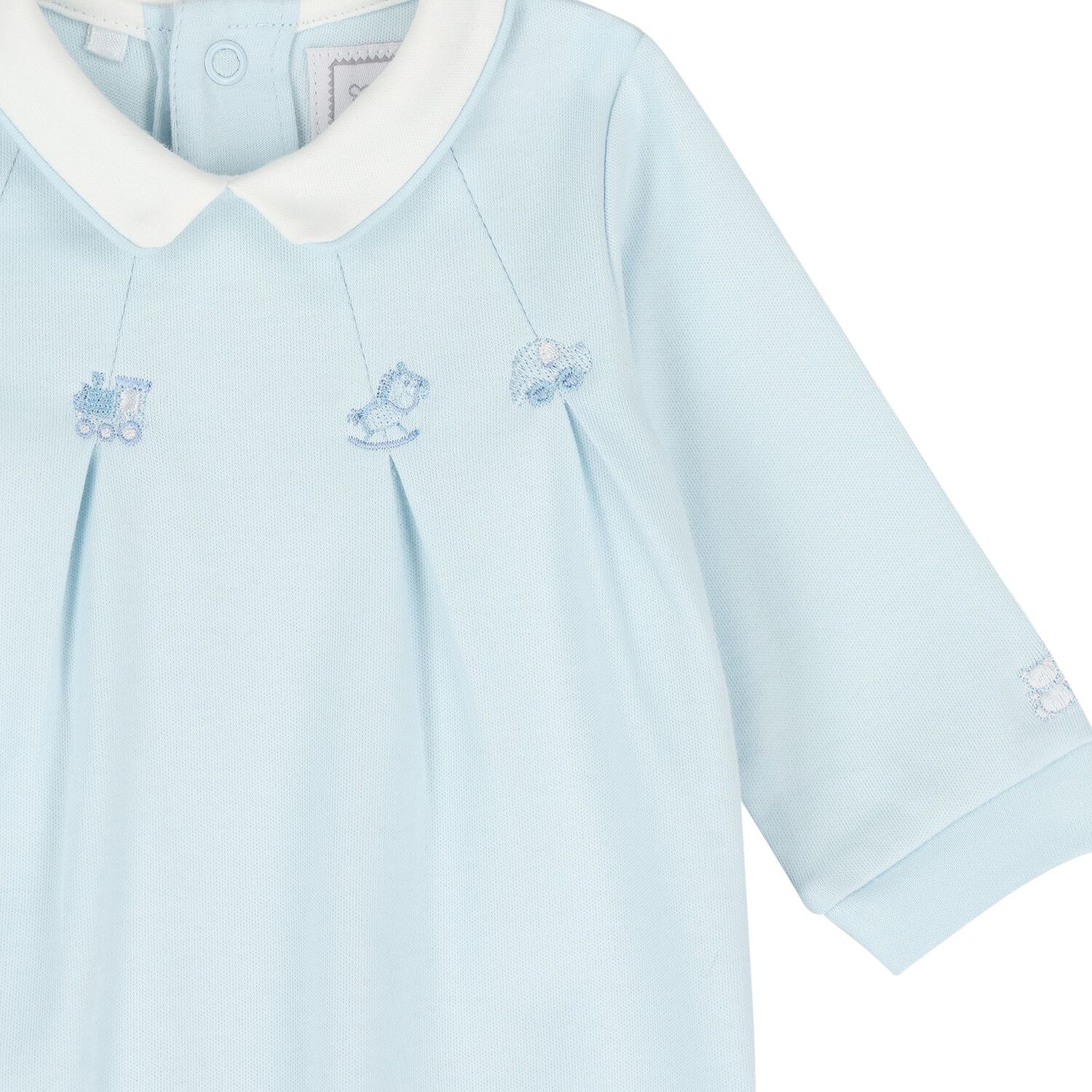 Baby Boys Blue & Ivory Flower Babygrows ( 2-Pack ), 1, hi-res