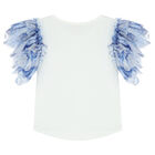 Girls White & Blue Tulle Top, 1, hi-res