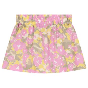 Girls Pink Logo Floral Skirt