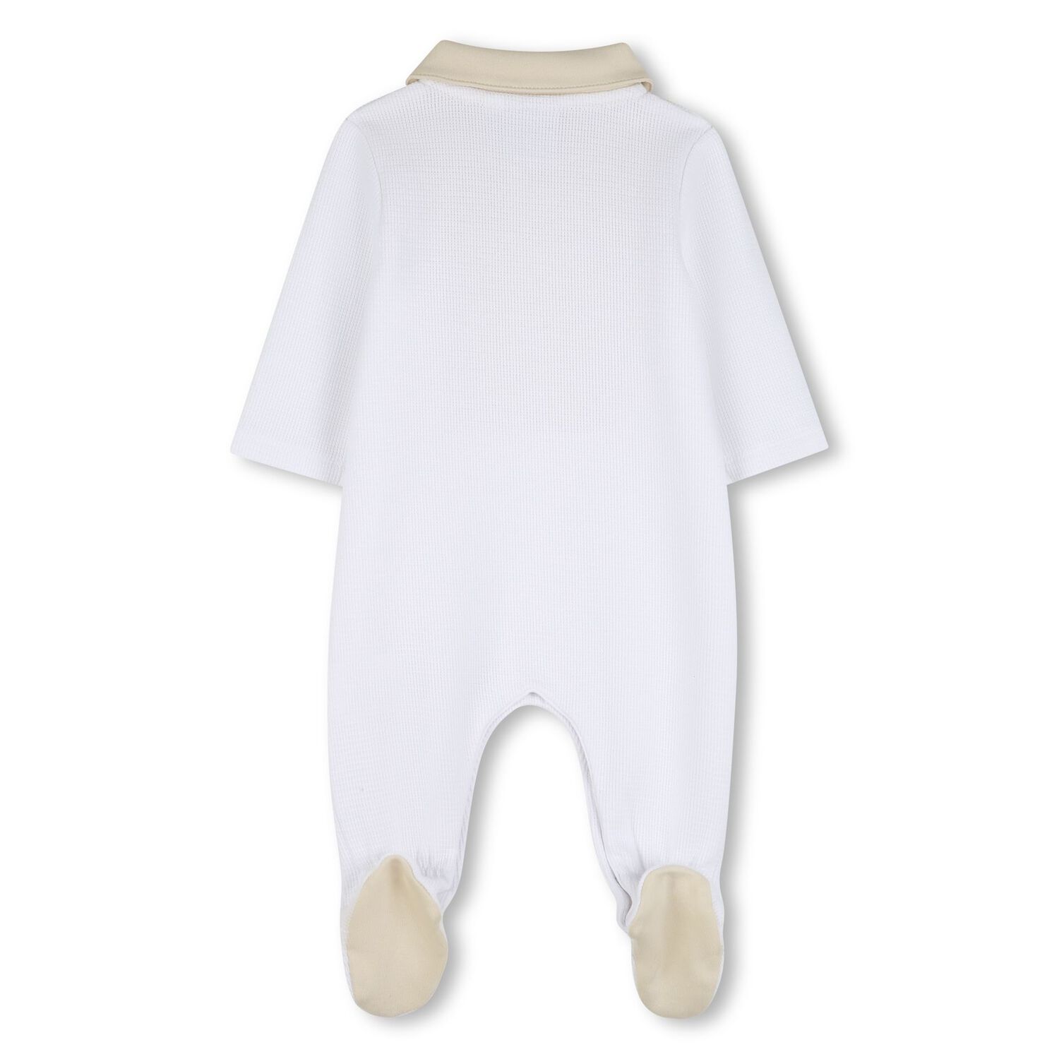 Baby Boys White & Beige Logo Babygrow, 2, hi-res
