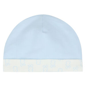 قبعة بطبعة الأرنب باللون الازرق والعاجى للاولاد