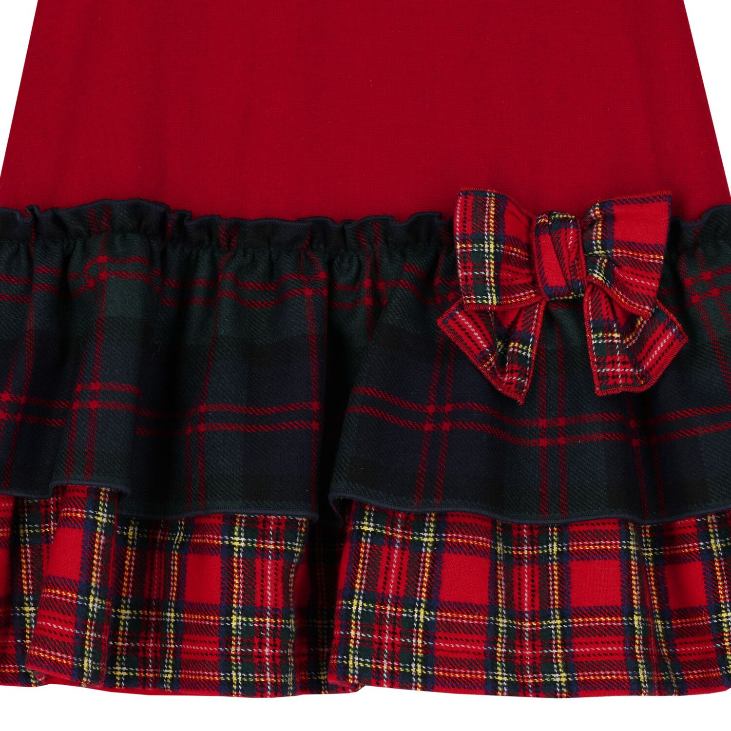 Girls Red Tartan Logo Bow Dress, 1, hi-res image number null