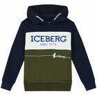 Boys Navy, White & Khaki Logo Hooded Top, 1, hi-res