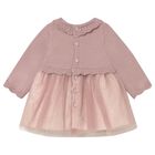 Baby Girls Pink Knitted & Tulle Dress, 2, hi-res