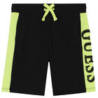 Boys Black & Green Logo Shorts, 1, hi-res
