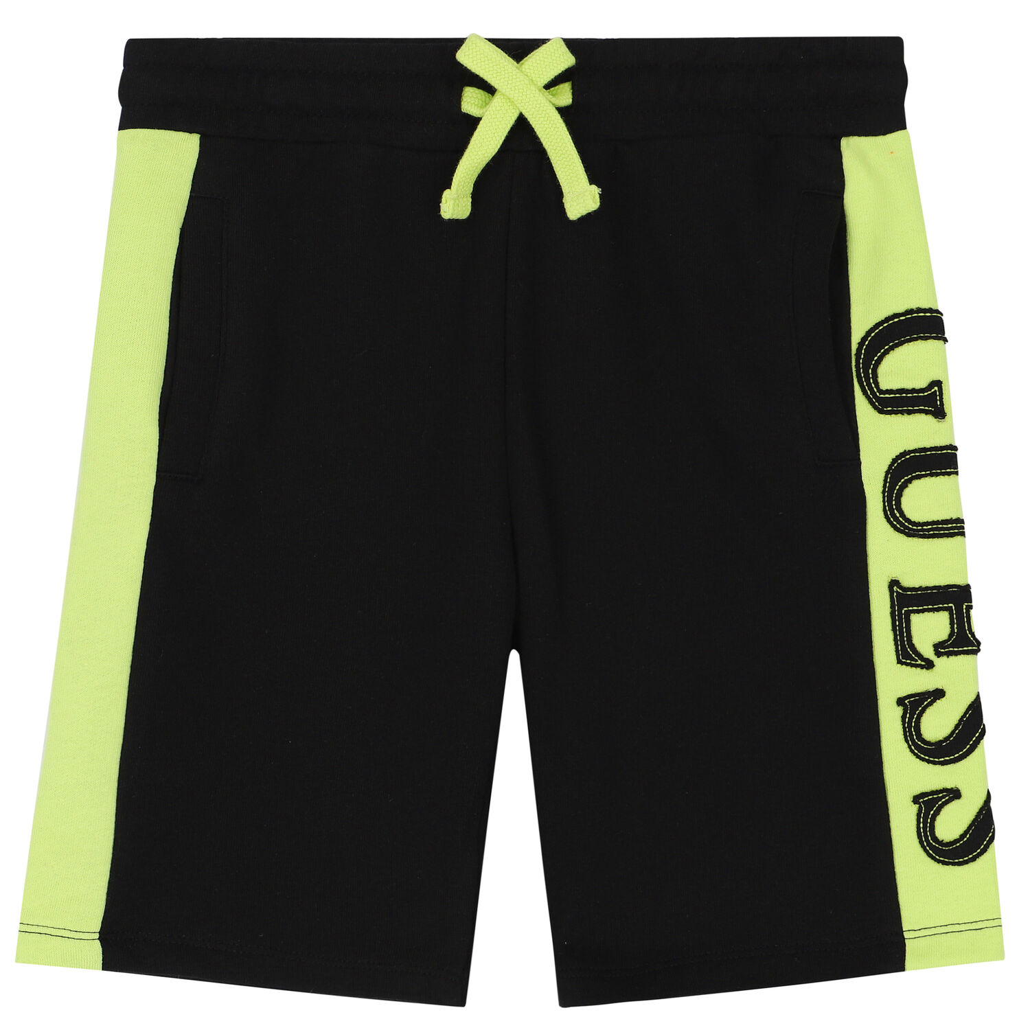 Boys Black & Green Logo Shorts, 1, hi-res