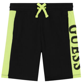 Boys Black & Green Logo Shorts