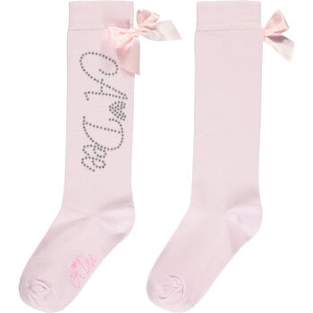 Girls Pink Bow Socks