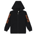 Boys Black Logo Zip Up Top, 1, hi-res