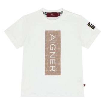 Younger Boys White Logo T-Shirt
