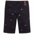 Boys Navy Blue Bermuda Shorts, 1, hi-res