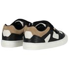 Boys Black, White & Beige Logo Trainers, 1, hi-res