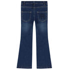Girls Blue Denim Logo Trousers, 1, hi-res