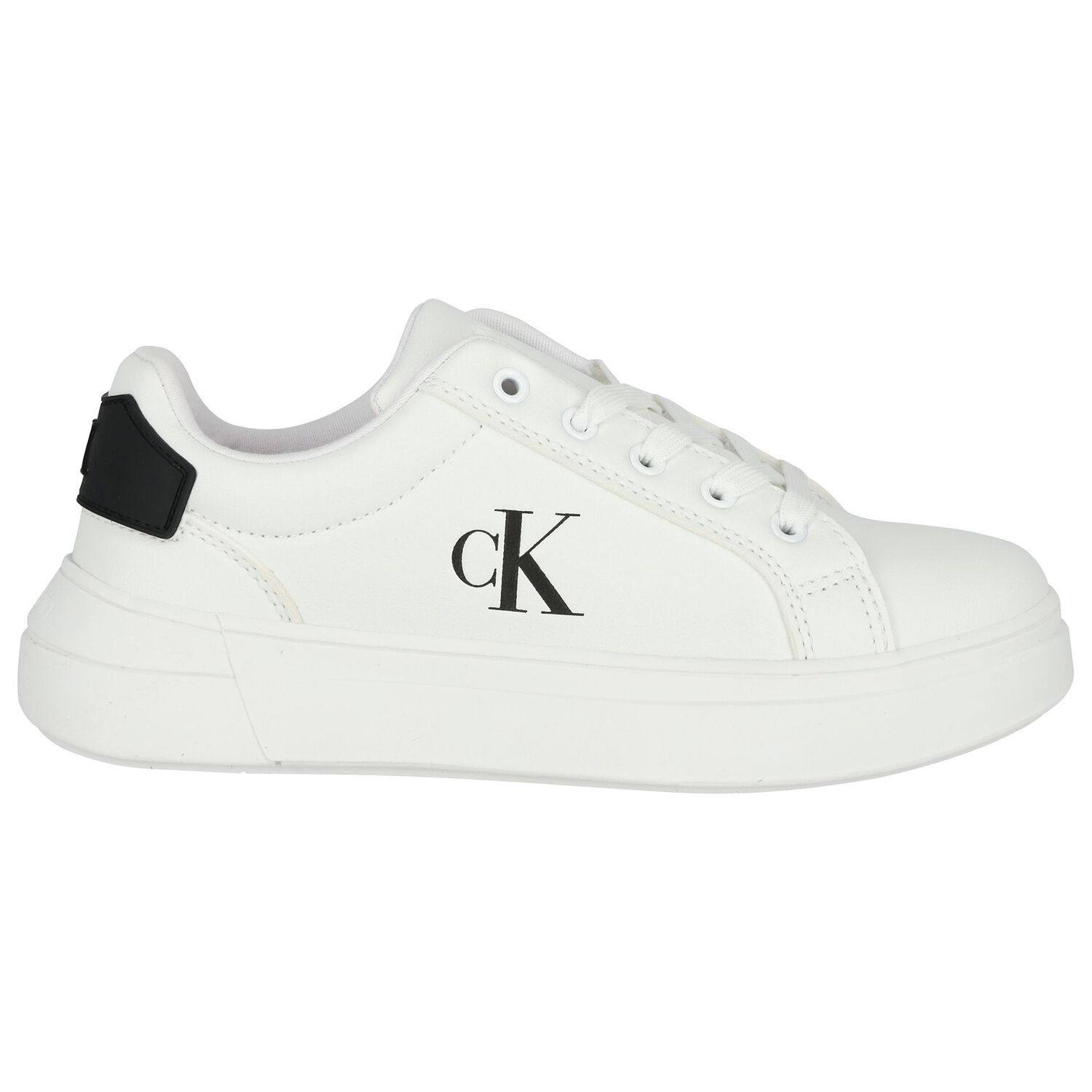 White & Black Logo Trainers, 1, hi-res