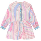 Girls Pink Abstract Dress, 1, hi-res