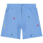 Boys Blue Logo Shorts, 1, hi-res