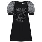 فستان مطرز بالشعار باللون الاسود, 1, hi-res