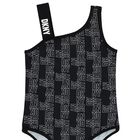 Girls Black & White Logo Swimsuit, 1, hi-res