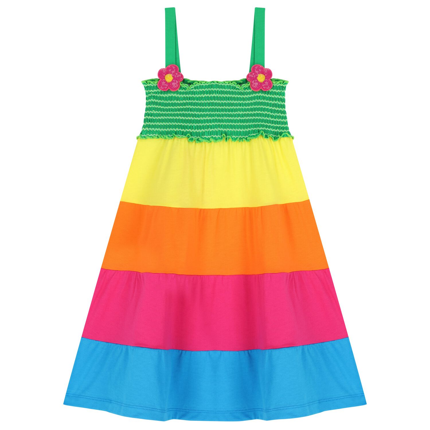 Girls Multi-Coloured Flower Dress, 1, hi-res