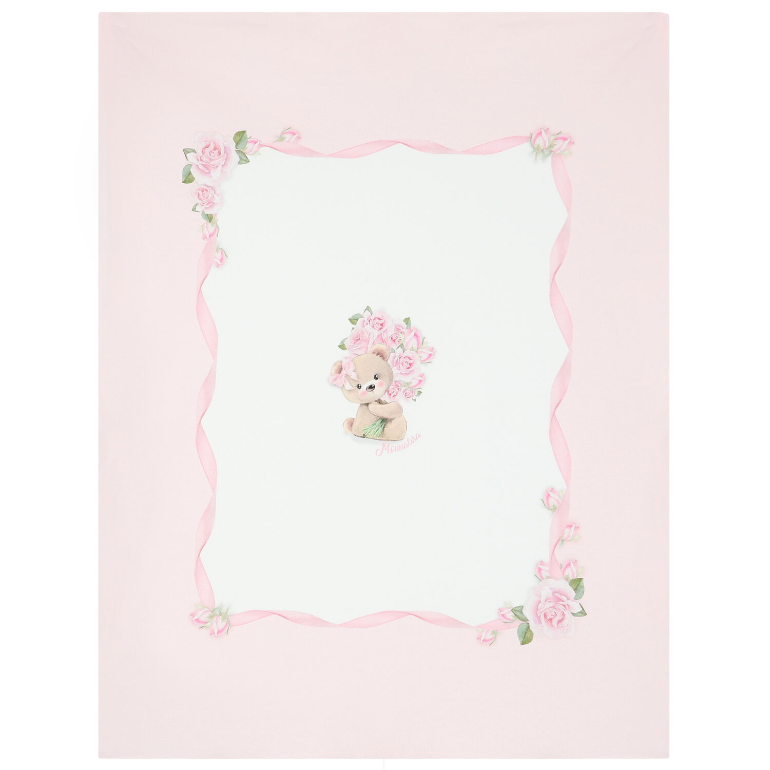 بطانية بطبعة الدب باللون الأبيض والوردي للبنات, 1, hi-res