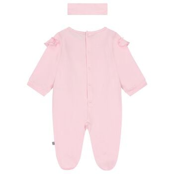 Baby Girls Pink & Gold Logo Babygrow Gift Set