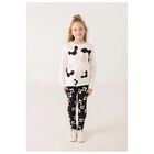 Girls Black Floral Leggings, 1, hi-res